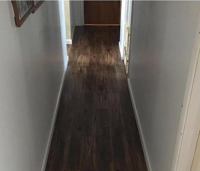 hallway with water damage 